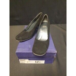 Stuart Weitzman Black Suede Pumps Heels Shoes Size 6W With Box Vintage